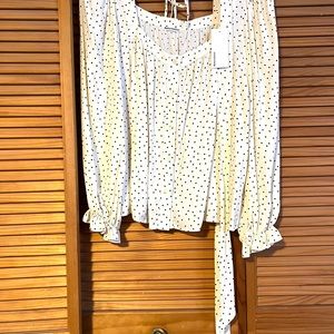 Reformation Bruno dot puff shoulder blouse sz L
